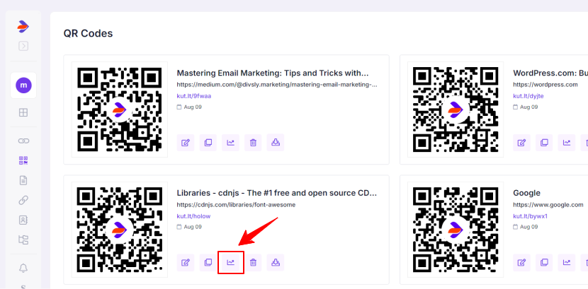 qr code analytics button