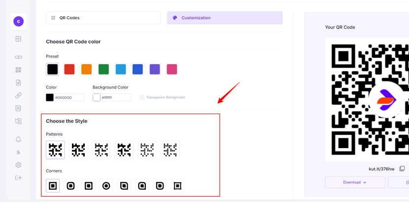 qr code pattern and corners