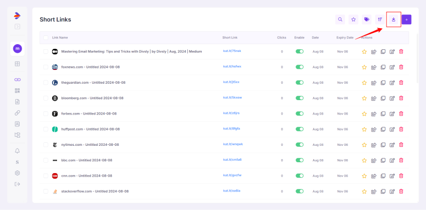 bulk upload button