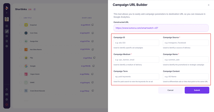 add utm parameters
