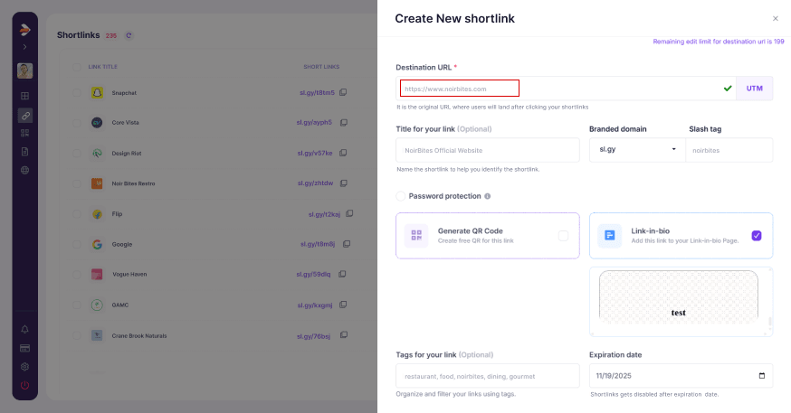 edit destination url