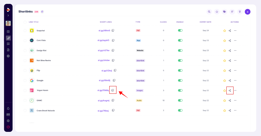 copy shortlink