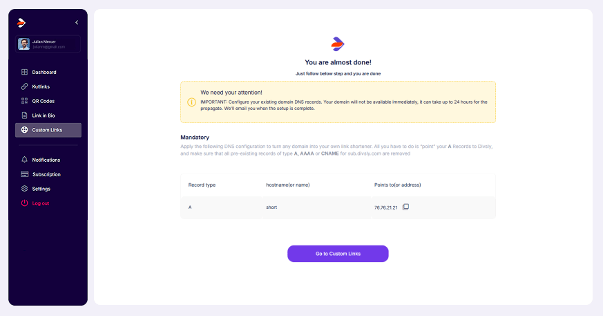 custom domain dns