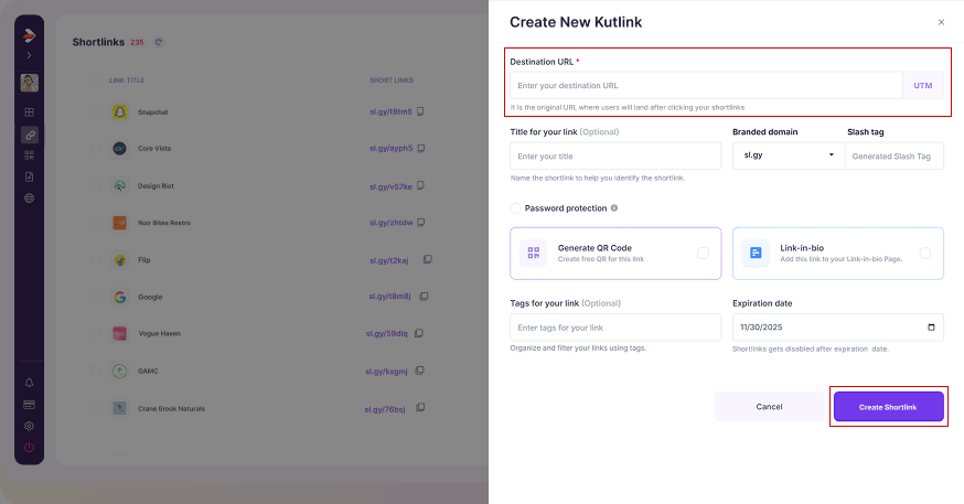 divsly create shortlink